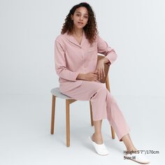 Хлопковая пижама с длинными рукавами AIRism UNIQLO, розовый