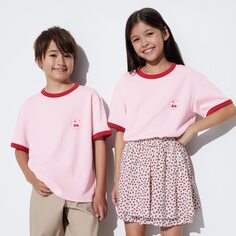 Хлопковая футболка с короткими рукавами и рисунком KIDS AIRism UNIQLO, розовый