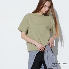 Хлопковая футболка с короткими рукавами AIRism UNIQLO, зеленый