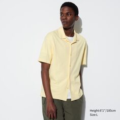 Хлопковая рубашка-поло AIRism с короткими рукавами (открытый воротник) UNIQLO, желтый