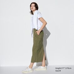 Легкая юбка-карго UNIQLO, оливковый