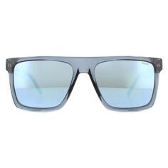 Квадратные кристально-синие синие зеркальные солнцезащитные очки HUGO, синий