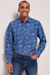 Рубашка с длинным рукавом и мягким принтом Cotton Traders, синий