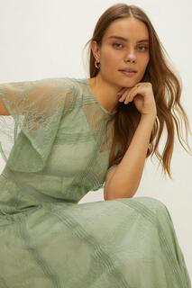 Миниатюрное нежное кружевное платье макси премиум-класса для подружек невесты Oasis, зеленый