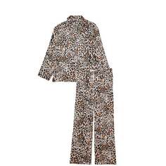 Комплект пижамный Victoria&apos;s Secret Satin Long, 2 предмета, черный/бежевый