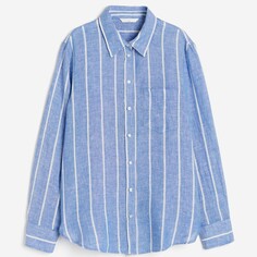 Рубашка H&amp;M Linen, синий/белый H&M