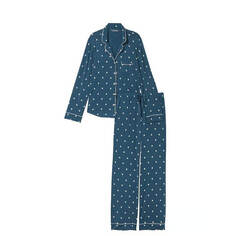 Комплект пижамный Victoria&apos;s Secret Modal Long, 2 предмета, сине-зеленый/белый
