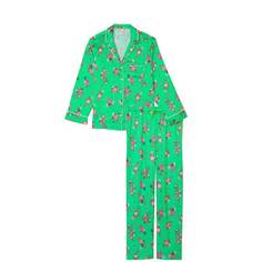 Комплект пижамный Victoria&apos;s Secret Satin Long, 2 предмета, зеленый/розовый