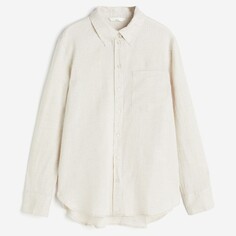 Рубашка H&amp;M Linen, светло-бежевый H&M