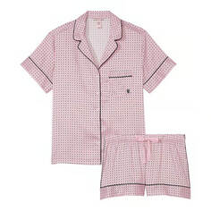 Комплект пижамный Victoria&apos;s Secret Satin Short, розовый/черный