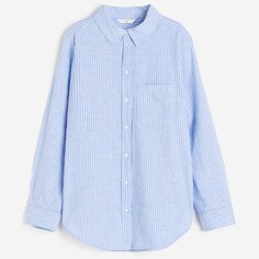 Рубашка H&amp;M Linen-blend, синий/белый H&M