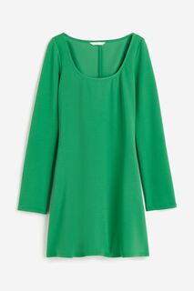 Платье H&amp;M Jersey With A Diamond Neckline, зеленый H&M