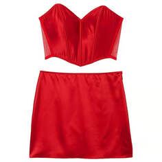 Комплект мини-юбка и бюстье Victoria&apos;s Secret Cheeky Heart Open-Back, красный