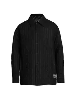 Полушерстяная куртка в тонкую полоску Versace Jeans Couture, черный