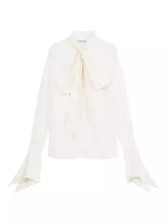 Шелковая рубашка с расклешенными рукавами Nina Ricci, белый