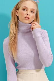 Свитер - Фиолетовый - Приталенный крой Trend Alaçatı Stili