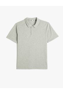 Базовая футболка-поло на пуговицах с коротким рукавом Koton, серый
