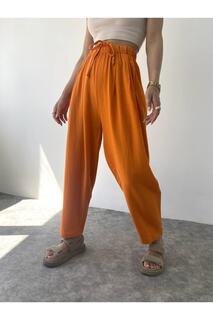 Повседневные оранжевые льняные брюки Nanin Mai Collection, оранжевый
