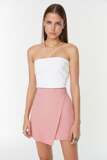 Двубортная юбка из пудровой ткани Trendyol, розовый