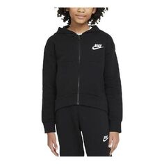 Толстовка (GS) Nike Solid Color Logo Printing Hooded Zipper Long Sleeves Boy Girls Black, черный