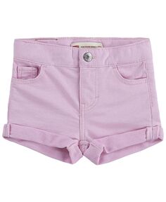 Вязаные джинсовые шорты с закатанными краями для маленьких девочек Levi&apos;s, розовый Levis
