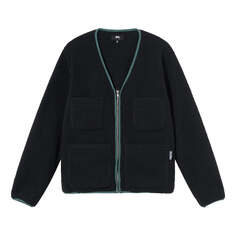 Куртка Stussy FW21 Polar Fleece Cardigan Solid Color Multiple Pockets Jacket Unisex Black, черный