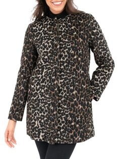 Пальто из смесовой шерсти с цвет Leopardовым принтом Nine West, цвет Leopard
