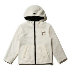 Куртка MLB New York Yankees Lambs Wool Hooded Jacket Unisex White, цвет ivory