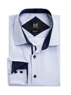Рубашка приталенного кроя с принтом Micro Ditsy Elie Balleh, цвет Baby Blue