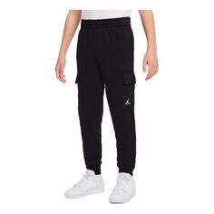 Спортивные штаны (GS) Air Jordan Casual Knit Bundle Feet Solid Color Sports Pants/Trousers/Joggers Boy Black, черный Nike