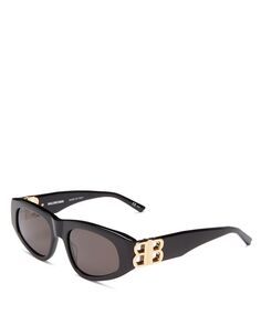 Солнцезащитные очки «кошачий глаз», 53 мм Balenciaga, цвет Black