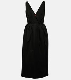 Платье миди anouk с v-образным вырезом из смесового хлопка Altuzarra, черный