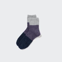 Пушистые носки в стиле колор-блок Heattech UNIQLO, серый