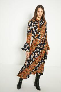 Платье миди с диагональным цветочным принтом Oasis, мультиколор