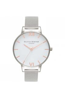 Модные аналоговые кварцевые часы из нержавеющей стали с белым циферблатом - Ob16Bd97 Olivia Burton, белый
