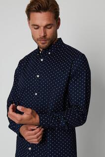 Рубашка с длинными рукавами и геометрическим принтом &apos;Leonhard&apos; Threadbare, синий