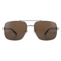 Квадратные рутениевые коричневые гаванские солнцезащитные очки Gucci, серый