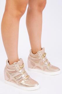 Кроссовки &apos;Hitop&apos; Wedge Trainers With A Front Lace Up Where&apos;s That From, золото