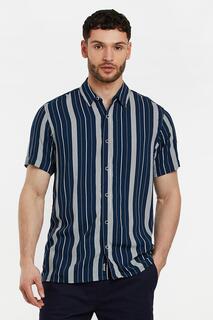 Рубашка с коротким рукавом &apos;Davinci&apos; в вертикальную полоску Threadbare, темно-синий