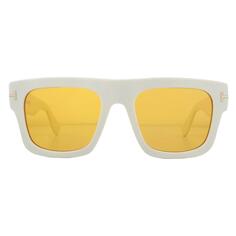 Квадратные солнцезащитные очки цвета слоновой кости, бело-оранжевые Tom Ford, белый