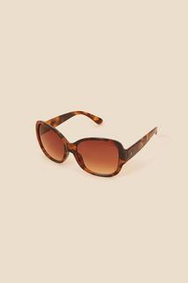 Квадратные солнцезащитные очки черепаховой расцветки с широкими дужками Accessorize, коричневый