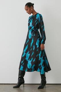 Темно-бирюзовое платье-миди с абстрактным поясом Debenhams, зеленый