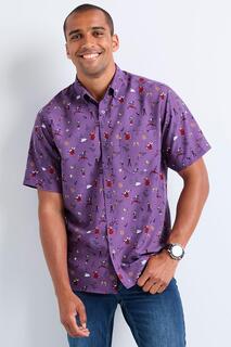 Рубашка с коротким рукавом и мягким принтом Cotton Traders, фиолетовый