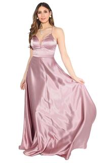 Атласное вечернее платье макси с бретелями KRISP, розовый