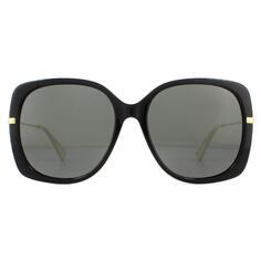 Квадратные черные серые солнцезащитные очки Gucci, черный