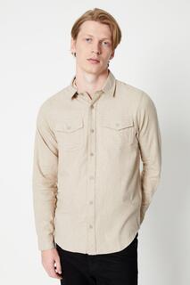 Рубашка с нагрудным карманом меланжевого цвета с начесом Burton, бежевый