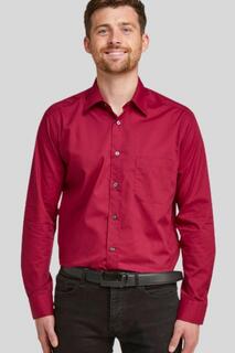 Темно-красная классическая рубашка с длинным рукавом Easy Care Double TWO, красный
