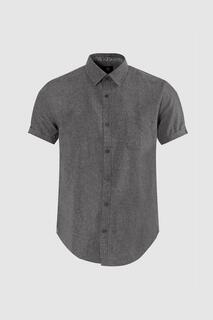 Темно-серая рубашка узкого кроя с коротким рукавом с фактурным рисунком Steel &amp; Jelly, серый
