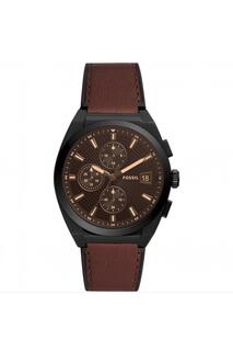 Модные аналоговые часы Everett с хронографом из нержавеющей стали — Fs5798 Fossil, черный