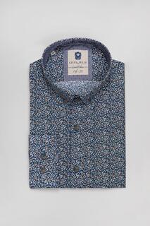 Рубашка узкого кроя с длинными рукавами и абстрактным принтом, ограниченная серия Steel &amp; Jelly, синий